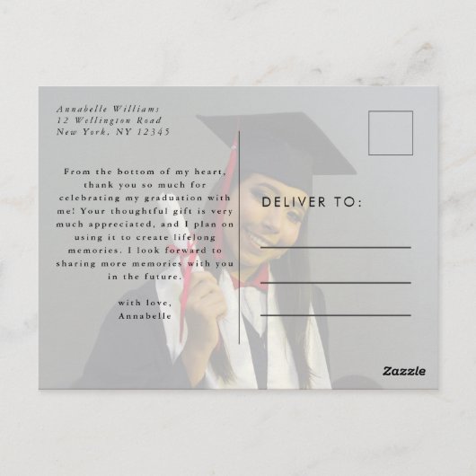 卒業写真シンプルありがとう ポストカード (裏面)