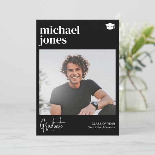 卒業写真シンプルクラシック卒業 案内状 (スタンド正面)