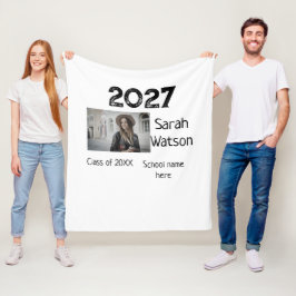 卒業写真シンプルクラシックadd class year sch フリースブランケット