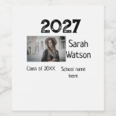 卒業写真シンプルクラシックadd class year sch ワインラベル (シングルラベル)