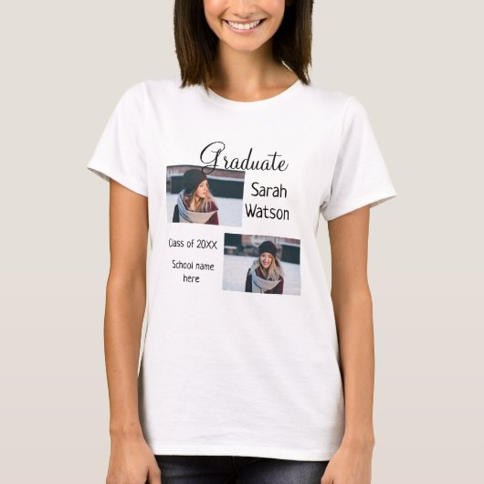 卒業写真シンプルクラシックadd class year sch tシャツ (正面)