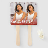 卒業写真シンプルトレンディーモダン赤い形見 ハンドファン (正面&裏面)