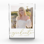 卒業写真シンプルミニマル金ゴールド フォトブロック (正面)