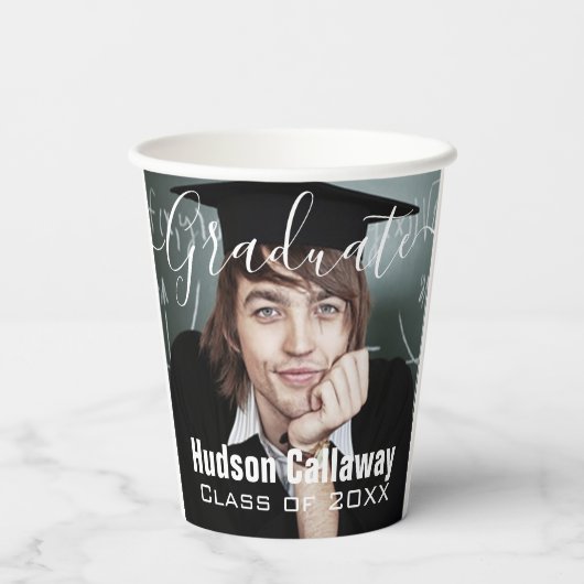 卒業写真シンプルモダンオープンハウスパーティー 紙コップ (裏面)