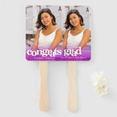 卒業写真シンプルモダン紫 ハンドファン (正面&裏面)