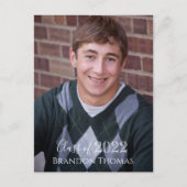 卒業写真シンプル招待状白黒 ポストカード (正面)