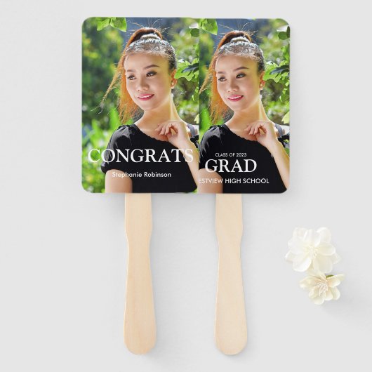 卒業写真シンプル撮モダン影器 ハンドファン (正面&裏面)