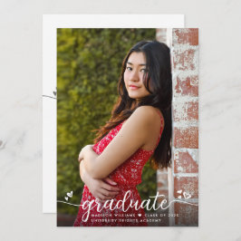 卒業写真シンプル書道モダンハート 案内状