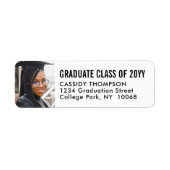 卒業写真シンプル白黒差出人住所 ラベル (正面)