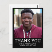 卒業写真シンプル黒ありがとう ポストカード (正面/裏面)