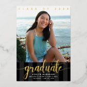 卒業写真スエレガントクリプト黒実在金ゴールド 箔招待状 (正面)