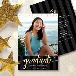 卒業写真スエレガントクリプト黒実在金ゴールド 箔招待状
