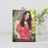 卒業写真スクリプトハートシンプルモダンのはっきりした サンキューカード (スタンド正面)