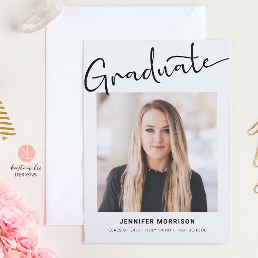 卒業写真スクリプトモダン高校卒業 案内状