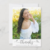 卒業写真スモダンクリプトエレガントハート白 サンキューカード (正面)