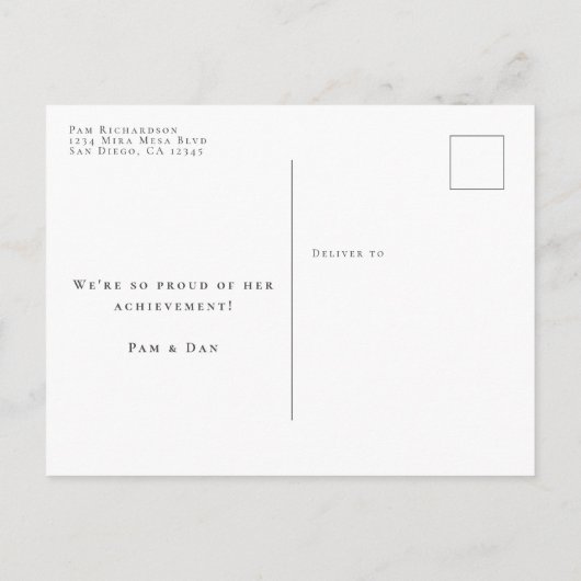 卒業写真スモダンクリプト日付の保存 インビテーションポストカード (裏面)