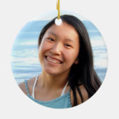 卒業写真ターコイズグリッタースクリプトKeepsake セラミックオーナメント (裏面)