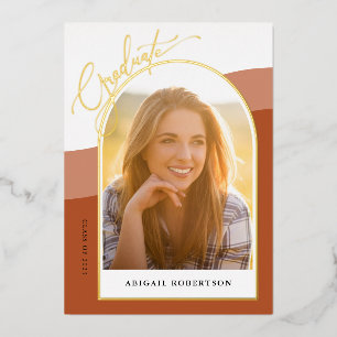 卒業写真テラコッタ卒業金ゴールド 箔招待状