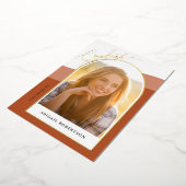 卒業写真テラコッタ卒業金ゴールド 箔招待状 (回転した状態)