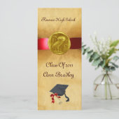 卒業写真テンプレート金ゴールドフクロウ 招待状 (スタンド正面)