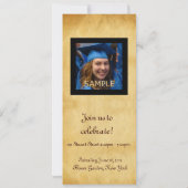 卒業写真テンプレート金ゴールドフクロウ 招待状 (裏面)