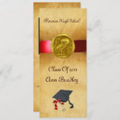 卒業写真テンプレート金ゴールドフクロウ 招待状 (正面/裏面)