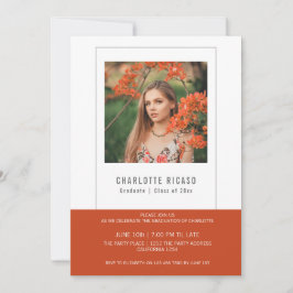 卒業写真テンプレート オレンジ 白 カスタマイズ 招待状