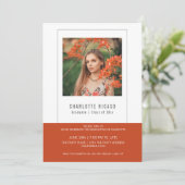 卒業写真テンプレート オレンジ 白 カスタマイズ 招待状 (スタンド正面)