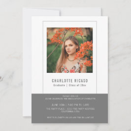 卒業写真テンプレート オーダーメイド グレー ホワイト 招待状