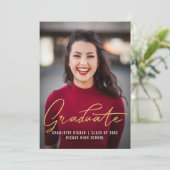 卒業写真テンプレート オーダーメイド ゴールド 招待状 (スタンド正面)