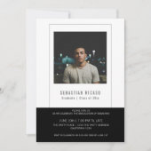 卒業写真テンプレート オーダーメイド ブラック ホワイト 招待状 (正面)