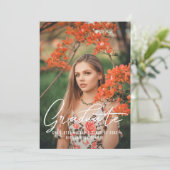 卒業写真テンプレート オーダーメイド 焦橙色 招待状 (スタンド正面)
