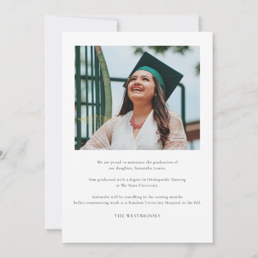 卒業写真ナースピン留め2025 Grad 案内状 (裏面)