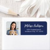 卒業写真ネイビーブルー卒業差出人住所 ラベル (インサイチュ)