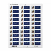 卒業写真ネイビーブルー卒業差出人住所 ラベル (フルシート)