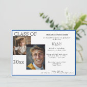 卒業写真ネイビーブルー&ホワイト 招待状 (スタンド正面)