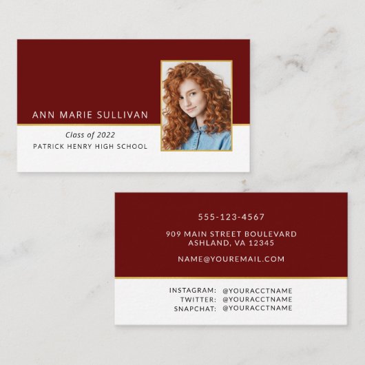 卒業写真ネームカードエンクロージャ 名刺 (正面/裏面)