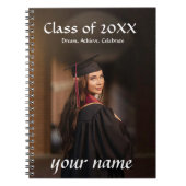卒業写真ノートブック – 名前をカスタムする ノートブック (正面)