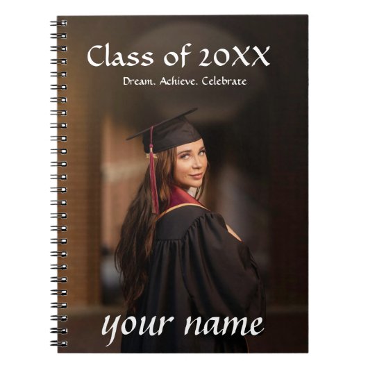 卒業写真ノートブック – 名前をカスタムする ノートブック (正面)