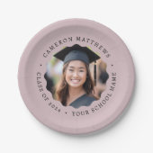 卒業写真バラのトープ波縁ど卒業 ペーパープレート (正面)