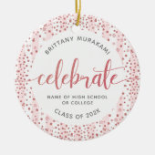 卒業写真バラ金ゴールドグリッタースクリプトKeepsake セラミックオーナメント (正面)