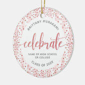 卒業写真バラ金ゴールドグリッタースクリプトKeepsake セラミックオーナメント (左)