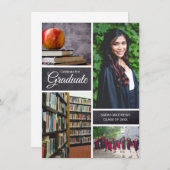 卒業写真パーソナライズされたコラージュのお知らせ 招待状 (正面/裏面)