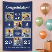 卒業写真パーソナライズされたコラージュネイビーブルー 横断幕