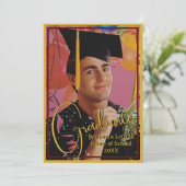 卒業写真パーソナライズされたノートマルーンと金ゴールド 招待状 (スタンド正面)