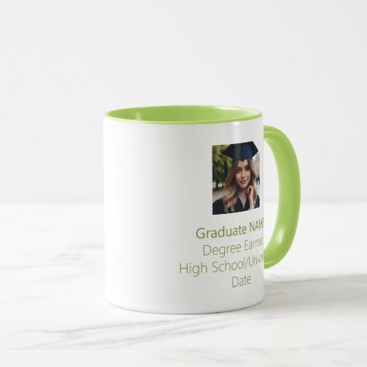 卒業写真パーソナライズされた卒業生石灰グリーン マグカップ (正面右)