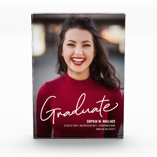卒業写真パーソナライズされた卒業証書 フォトブロック (正面)