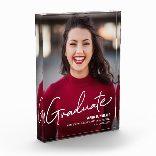 卒業写真パーソナライズされた卒業証書 フォトブロック (左)