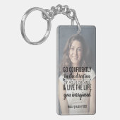 卒業写真パーソナライズされた引用文キーチェーン キーホルダー (正面左)