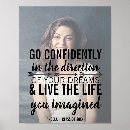 卒業写真パーソナライズされた引用文ポスター ポスター (正面)
